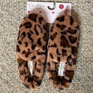 Jessica Simpson Memory Foam Leopard Print Slippers NWT